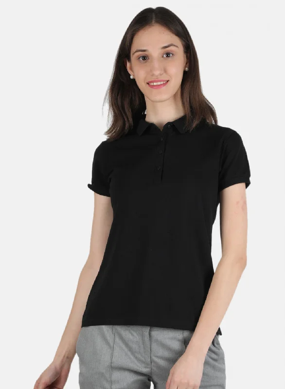 New Season Series High Street Style Women Black Plain T-Shirt