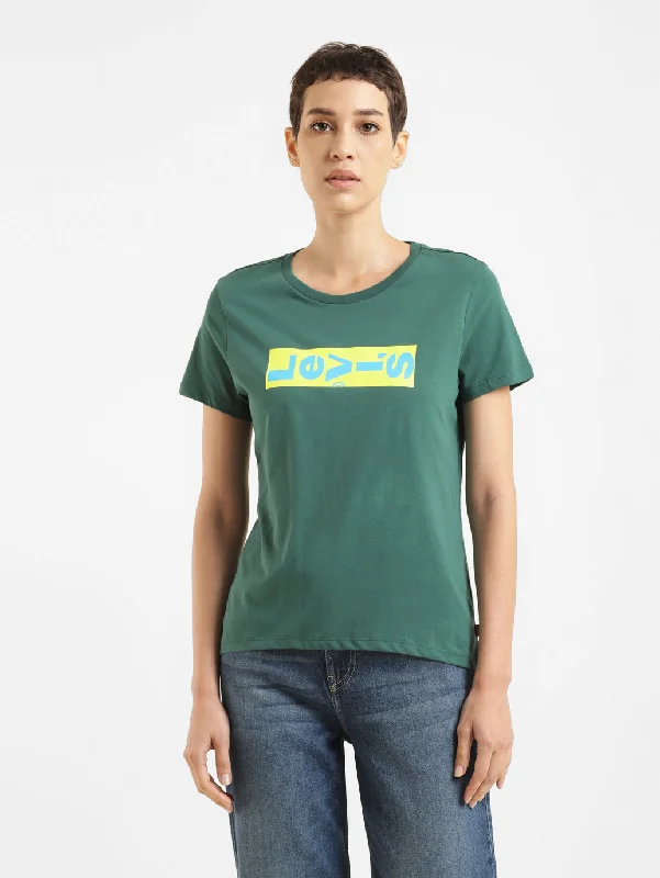 Short Design Elegant And Charming Women's Brand Logo Crew Neck T-shirt