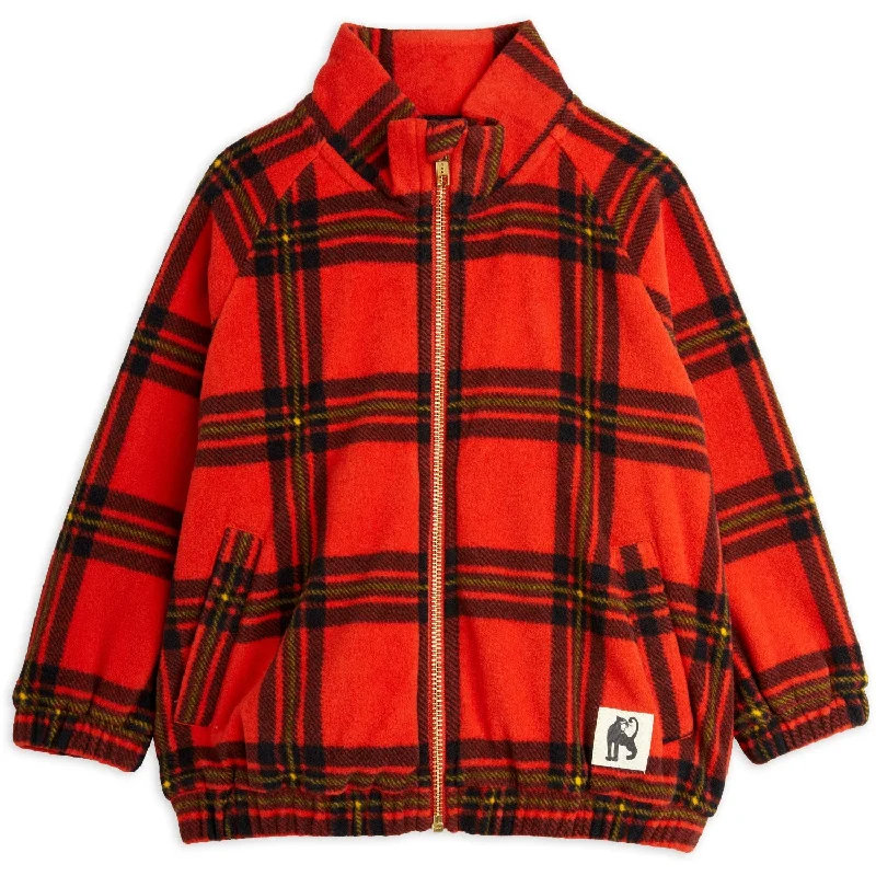 Feminine Charm Elegant And Casual Mini Rodini Red Check Aop Fleece Jacket