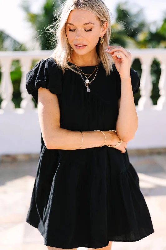 Autumn Selection Stay At The Top Black Babydoll Dress