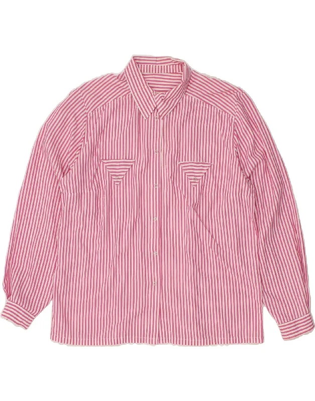 Personalized Wear French Style VINTAGE Womens Shirt UK 16 Large Pink Striped