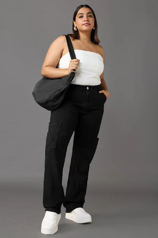 Breathable Design Classic Series Hourglass Cargo Black Curve Jeans