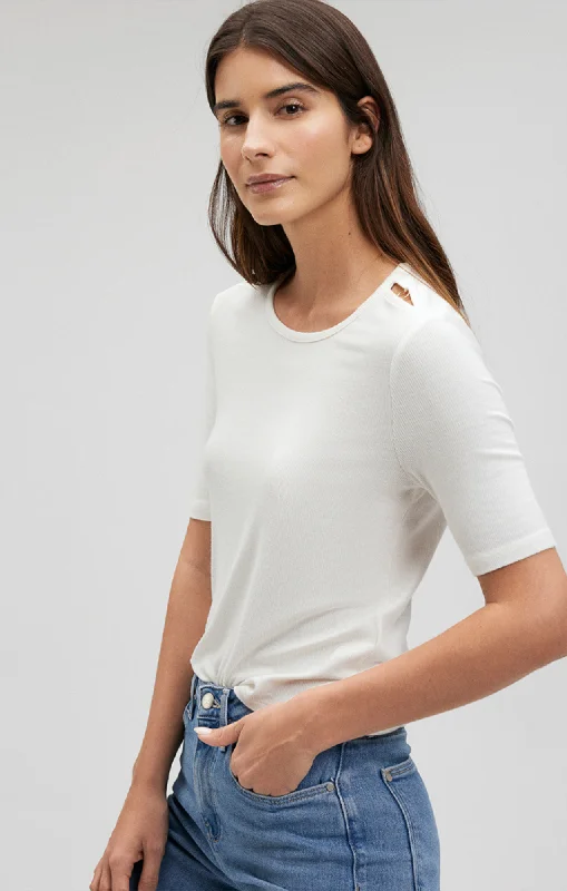 High-end Fashion Fresh And Natural SHOULDER SLIT SHIRT IN ANTIQUE WHITE