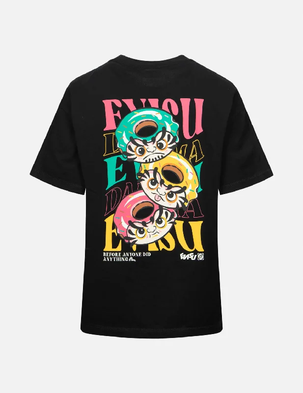 Must-have For Fashion Relaxed And Casual Logo Embroidery and Donut Daruma Print Fashion Fit T-shirt Must-have For Fashion Relaxed And Casual Logo Embroidery and Donut Daruma Print Fashion Fit T-shirt