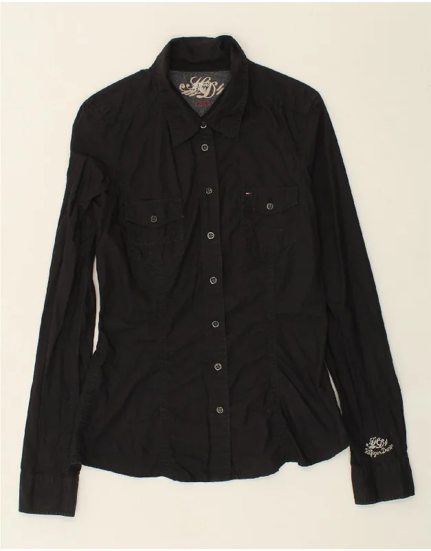 Multifunctional Style Youthful Street Fashion TOMMY HILFIGER Womens Shirt UK 12 Medium Black Cotton Multifunctional Style Youthful Street Fashion TOMMY HILFIGER Womens Shirt UK 12 Medium Black Cotton