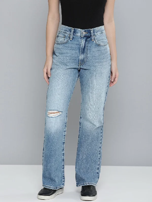 Fashion Must-have Fashionable And Versatile Women's Mid Rise Wedgie Indigo Bootcut Jeans