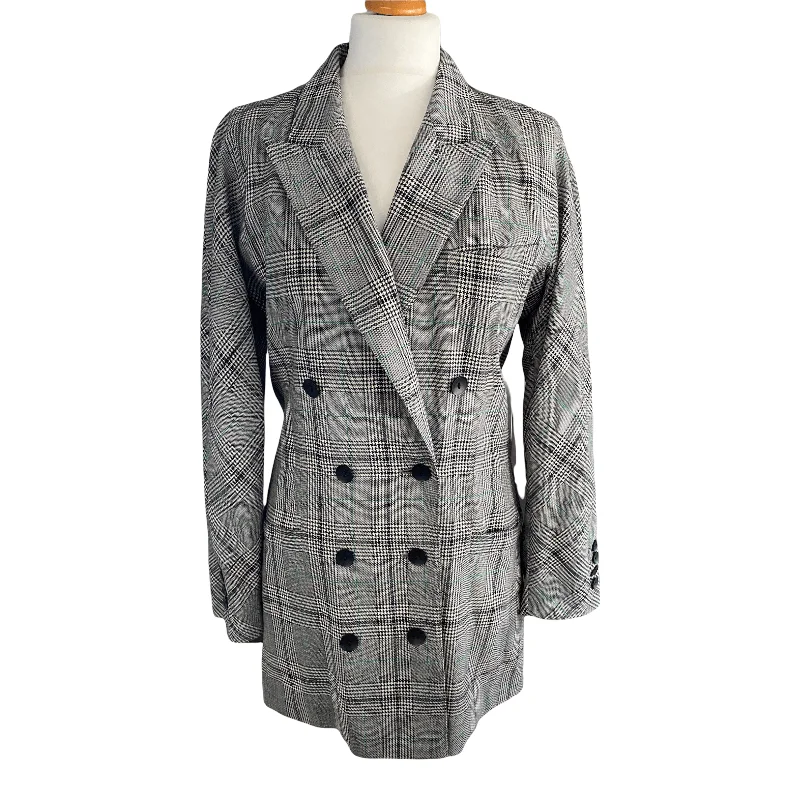 Sweet Style High Street Style Escada Grey Prince of Wales Check Double Breasted Grey Jacket UK12