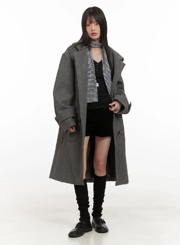 Classic Retro Soft And Comfortable Oversized Wool-Blend Hooded Coat CD425
