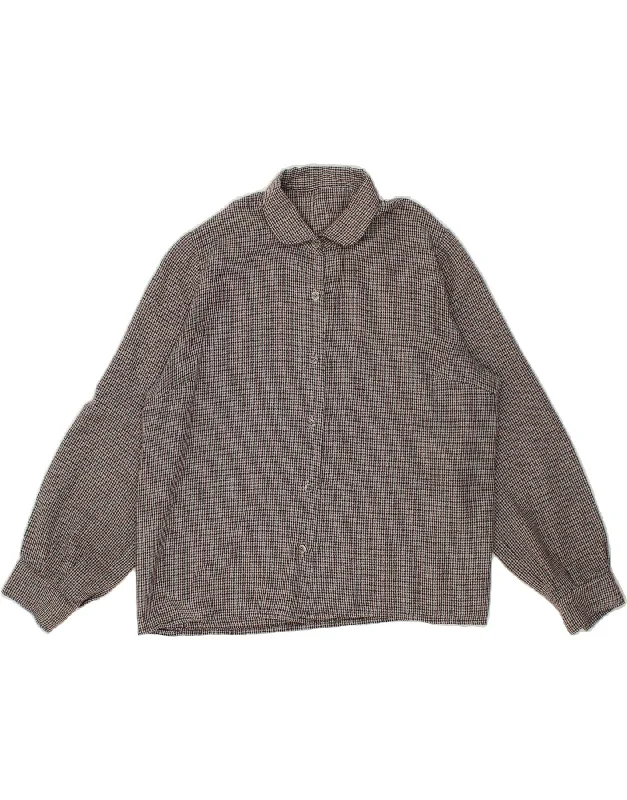 Avant-garde Design Unique Design VINTAGE Womens Shirt UK 14 Large Grey Houndstooth