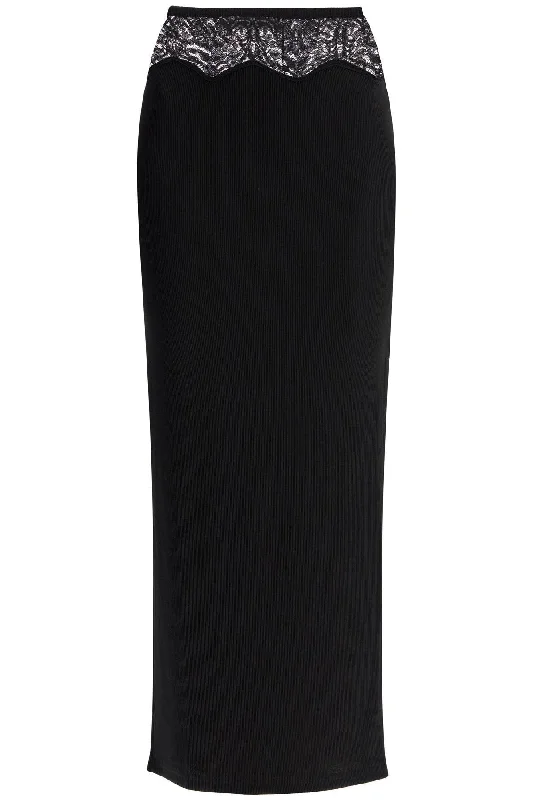 Embroidery Design Stretch Design Christopher Esber Women's "Knitted Skirt With Lace Detail