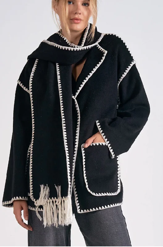 Elegant Style Whipstitch Scarf Jacket