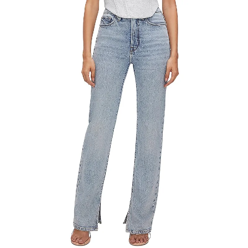 Elegant Design Simple Solid Color Good American Womens Good Boy Tencel Straight Leg Jeans Elegant Design Simple Solid Color Good American Womens Good Boy Tencel Straight Leg Jeans