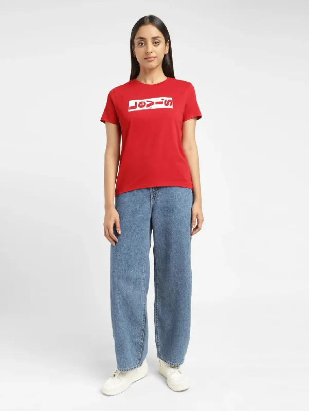 High-waisted pants style Women's Brand Logo Crew Neck T-shirt