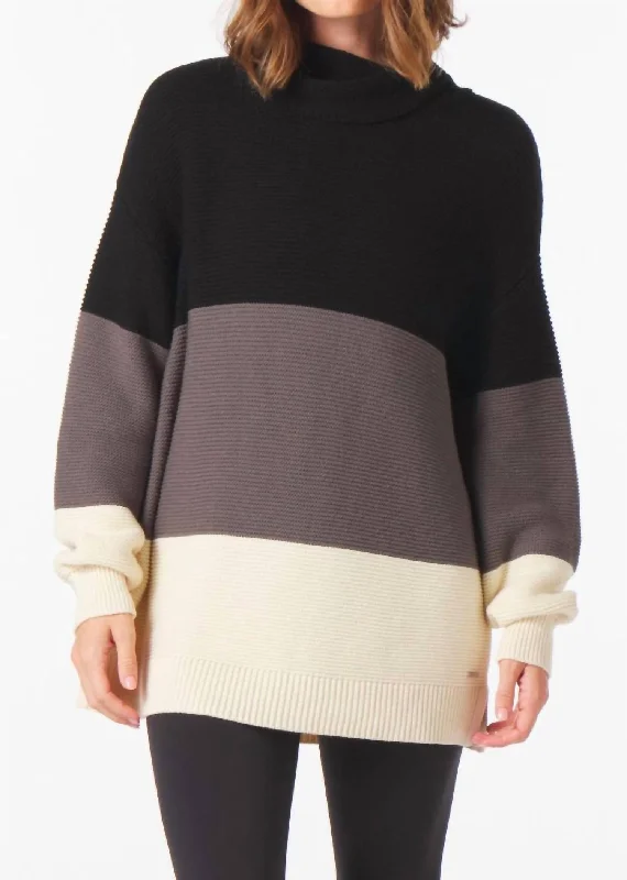 Modern Tailoring Trendy Items Aspen Sweater In Black/carbon/oatmilk