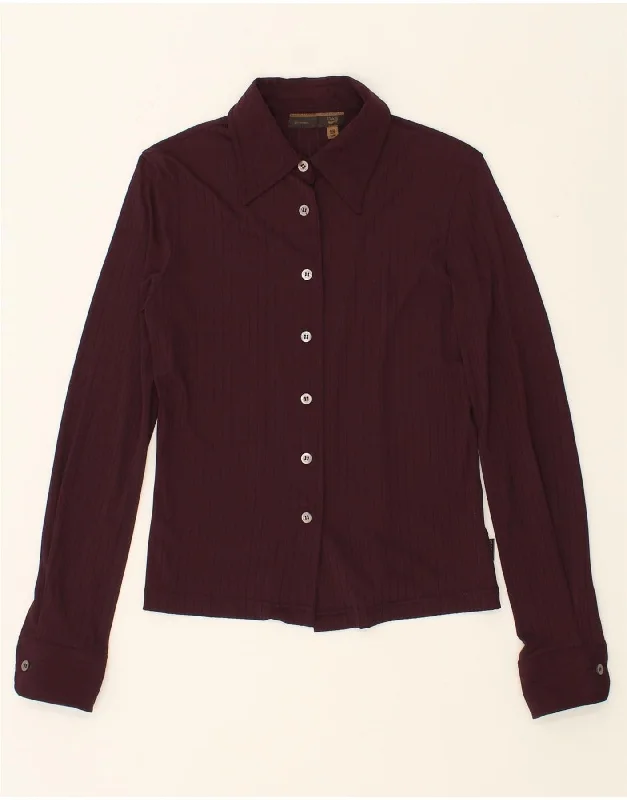 Creative Style GAS Womens Shirt Blouse UK 10 Small Burgundy Pinstripe Polyamide