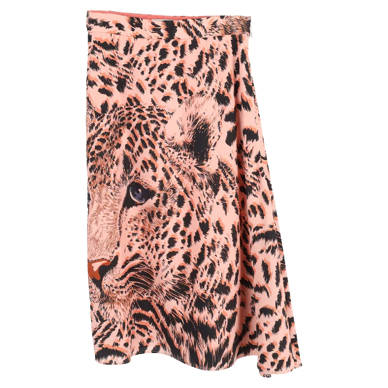 Comfortable And Cold-proof Avant-garde Design MSGM Leopard Print Midi A-Line Skirt in Peach Polyester Comfortable And Cold-proof Avant-garde Design MSGM Leopard Print Midi A-Line Skirt in Peach Polyester