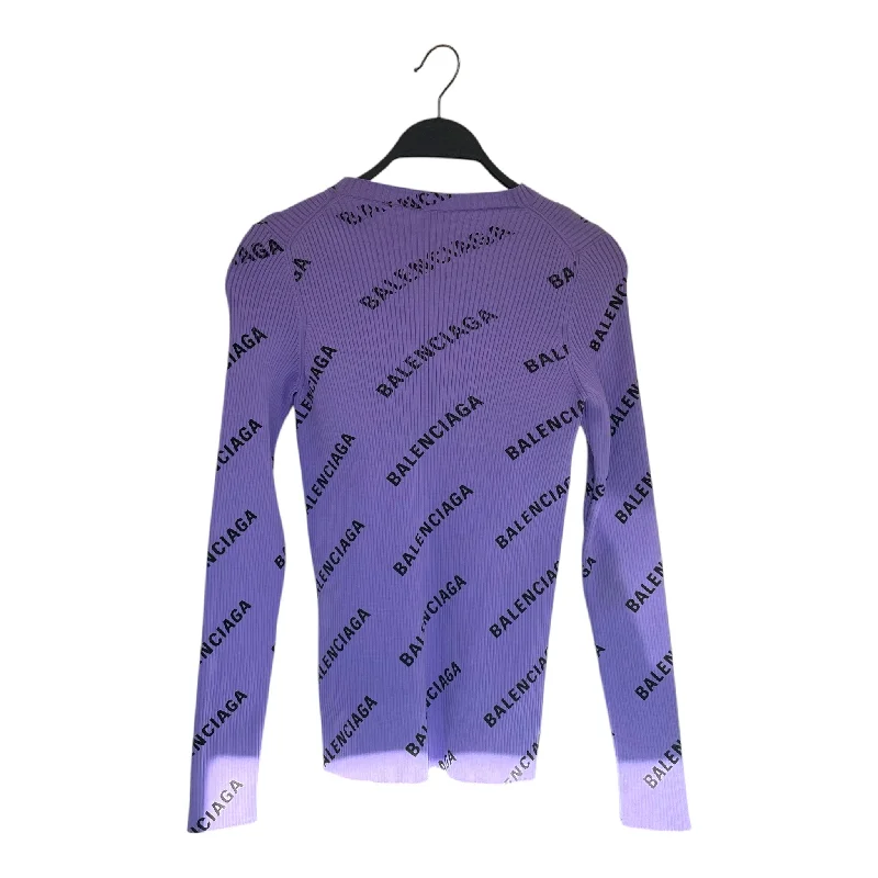 Printing decoration BALENCIAGA/LS T-Shirt/L/Monogram/Polyester/IDG/High Neck/BALENCIAGA RIBBED ALLOVER PRT