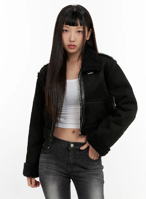 Minimal Style Sports And Leisure FuzzyFemme Crop Jacket CN406