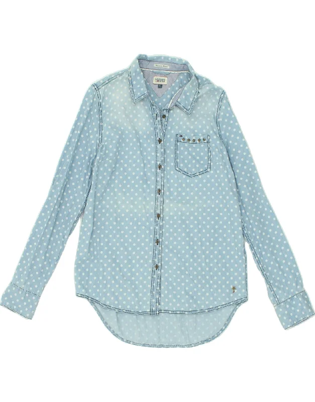 Fashionable And Versatile Bright Colors TOMMY HILFIGER Womens Shirt UK 14 Medium Blue Polka Dot Cotton