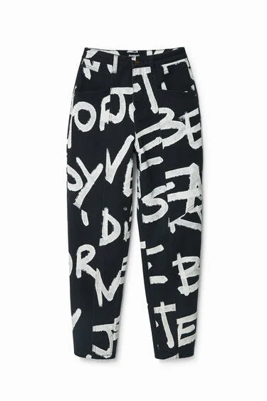 Fashionable Prints Casual Street Desigual Manifesto Trousers