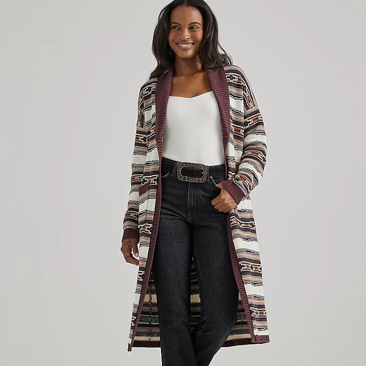 Youthful Street Fashion Casual Style Wrangler Retro Women's Southwestern Duster in Serape Fudge