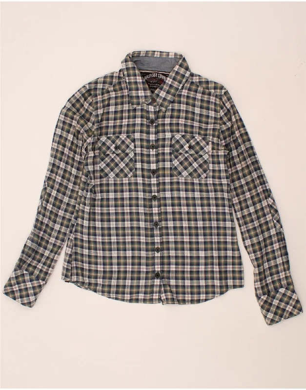Fresh And Fashionable Bottom And Versatile TOMMY HILFIGER Womens Shirt UK 16 Large Grey Check Cotton Fresh And Fashionable Bottom And Versatile TOMMY HILFIGER Womens Shirt UK 16 Large Grey Check Cotton