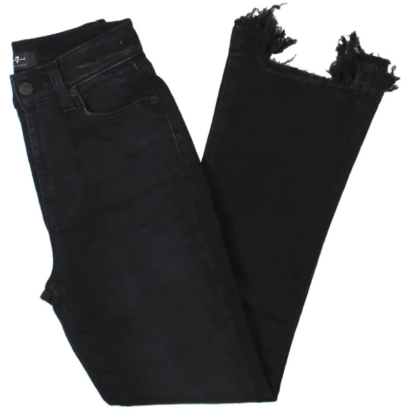 Urban Style Elegant And Simple 7 For All Mankind Women's High Waist Raw Hem Black Wash Slim Leg Jeans Urban Style Elegant And Simple 7 For All Mankind Women's High Waist Raw Hem Black Wash Slim Leg Jeans