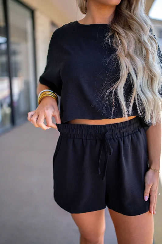 Tropical Style Eye-catching Personality Easy Everyday Black Set