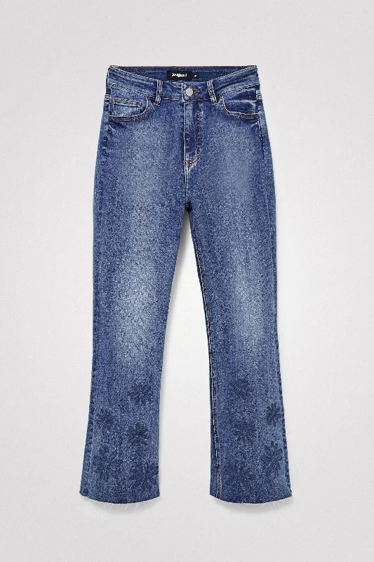 Tropical Style High-end Design Desigual Flared Cropped Jeans