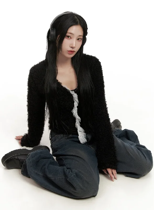 Minimal Style Warm And Comfortable Soft Touch Cropped Cardigan CD406