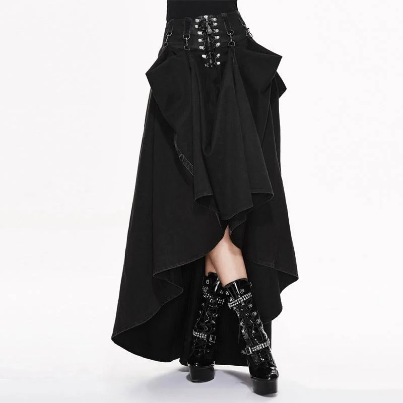 Sports And Leisure Ethnic Style Women's Vintage Umbrella Skirt With Leather Waistband