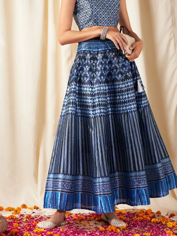Versatile Items End Of The Year Indigo Kali Chevron Anarkali Skirt