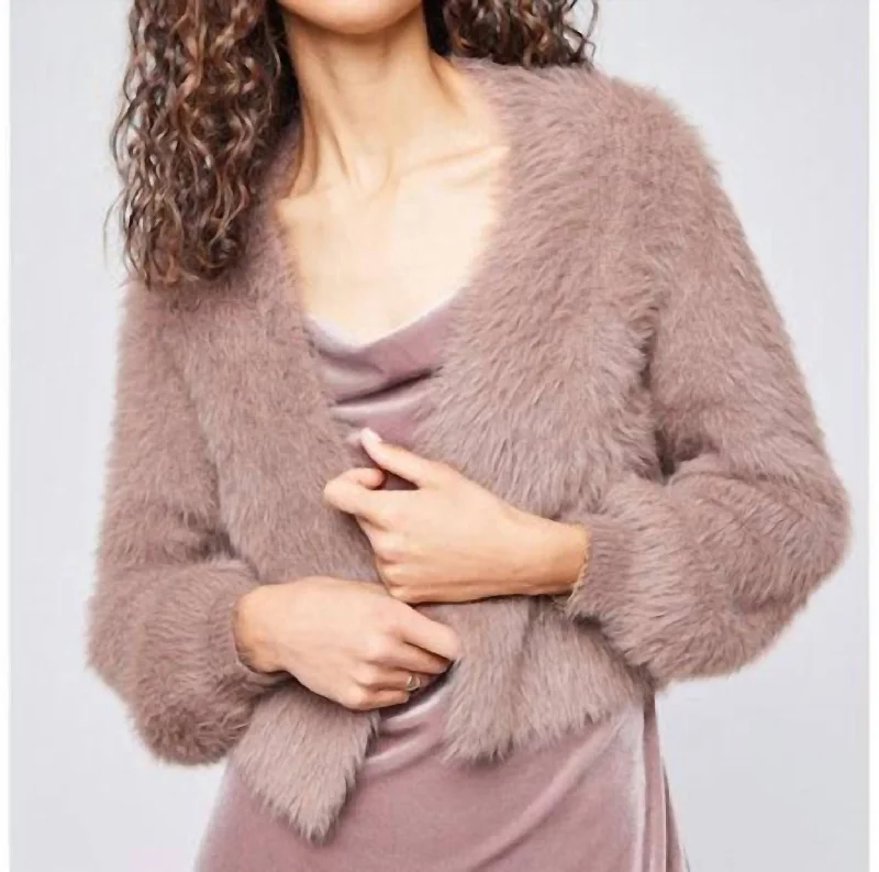 Wandering freely Katherine Fur Cardigan In Fawn