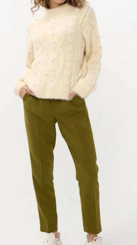 Sweet Style High Street Style Cable Stones Sweater In Biscuit