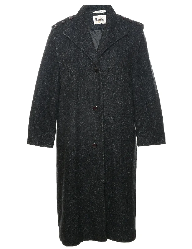 Casual And Versatile Black Wool Coat - M