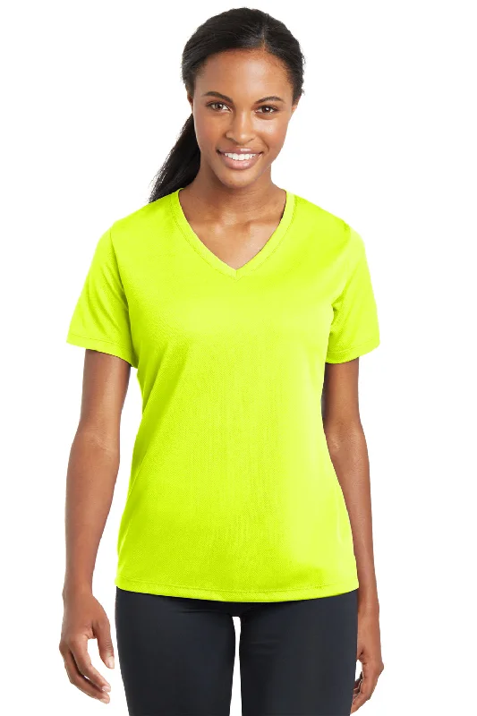 Comfortable And Cold-proof Sweet Style Sport-Tek Womens RacerMesh Moisture Wicking Short Sleeve V-Neck T-Shirt - Neon Yellow - Closeout Comfortable And Cold-proof Sweet Style Sport-Tek Womens RacerMesh Moisture Wicking Short Sleeve V-Neck T-Shirt - Neon Yellow - Closeout