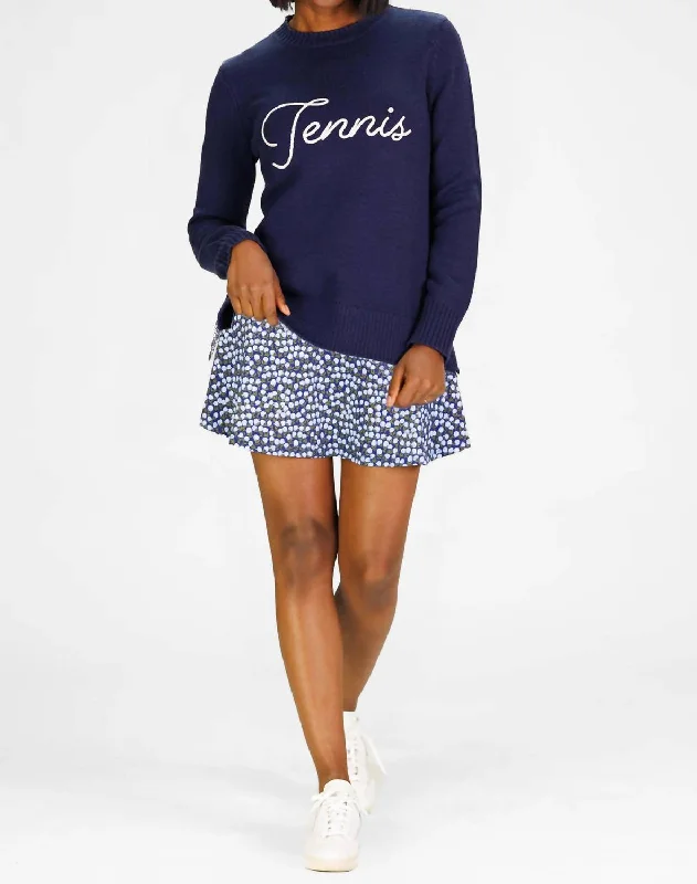 Spring Fashion Simple Matching Tennis Sweater In Navy
