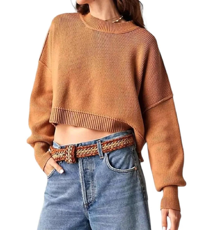 Skirt style Easy Street Crop Pullover Sweater In Golden Squash