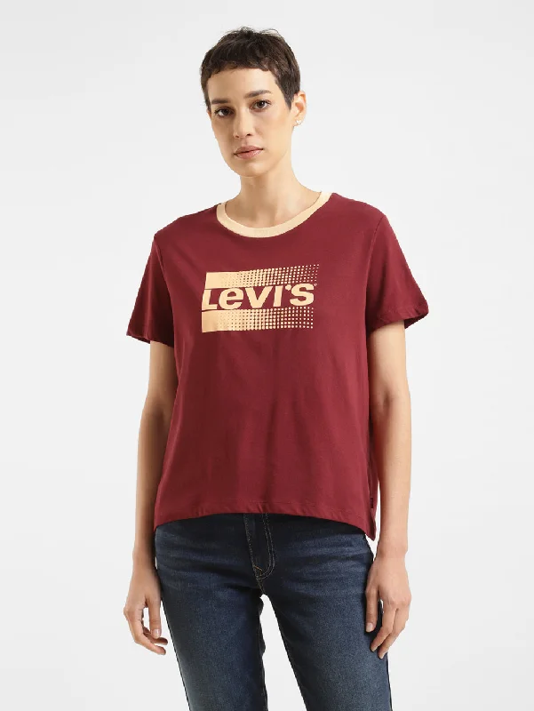 Comfortable Series Fashion Design Women's Brand Logo Crew Neck T-shirt