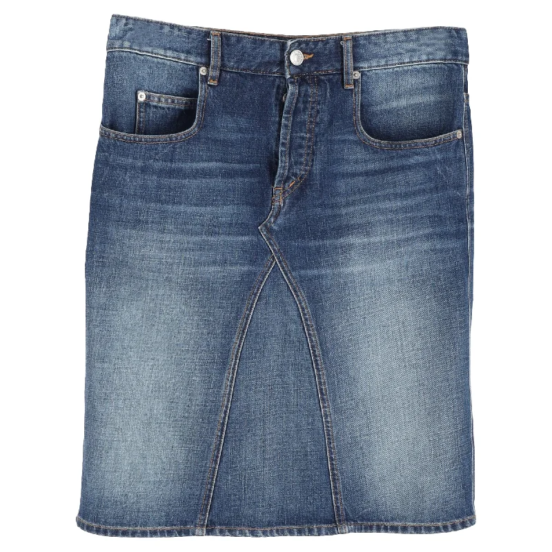 Fashionable Items Unique Prints Isabel Marant Etoile Knee-Length Skirt Blue Cotton Denim Fashionable Items Unique Prints Isabel Marant Etoile Knee-Length Skirt Blue Cotton Denim