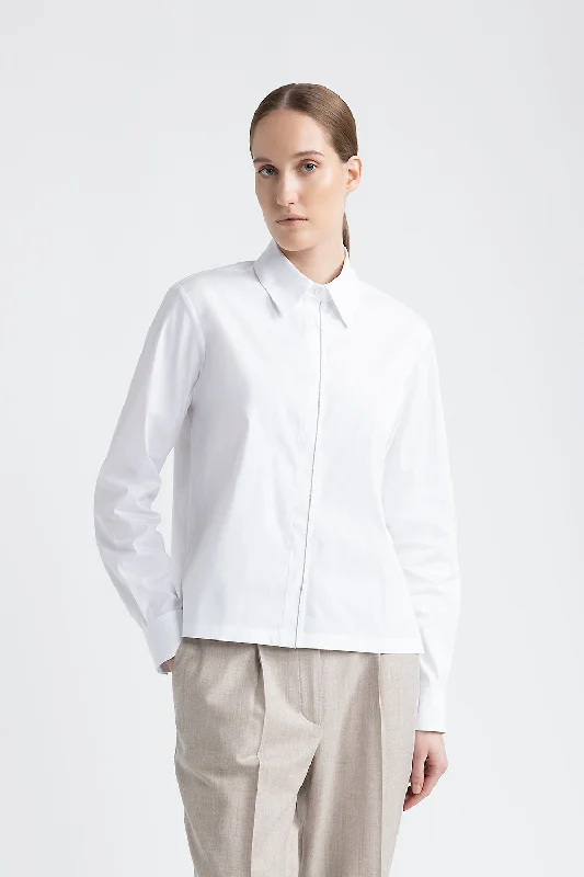 Feminine Charm Boutique Recommendation Cotton shirt with Punto Luce trim
