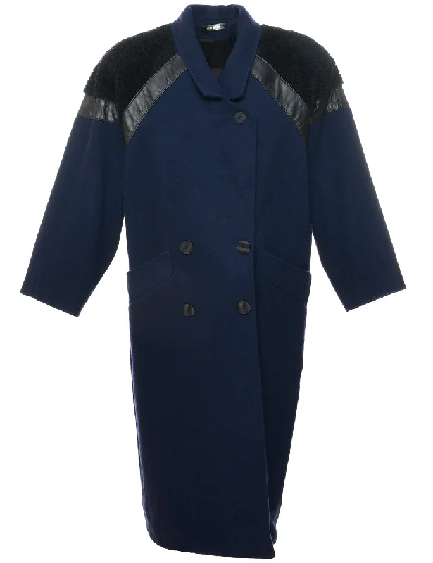 Cool Summer Navy Wool Coat - XL