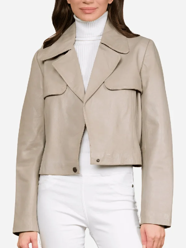 End Of The Year Spiritual Vitality Daisy Cropped Leather Biker Jacket