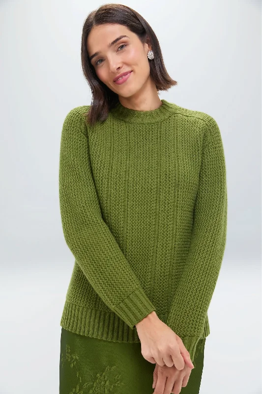 Multifunctional Style Elegant And Casual Green Combey Extrafine Merino Jumper