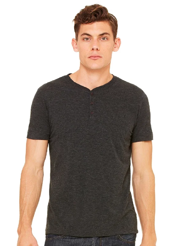 British Style Lazy Home Bella+Canvas Mens Triblend Short Sleeve Henley
