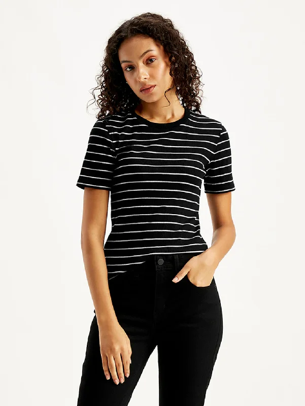 Sports Tights Women's Striped Regular Fit T-Shirt