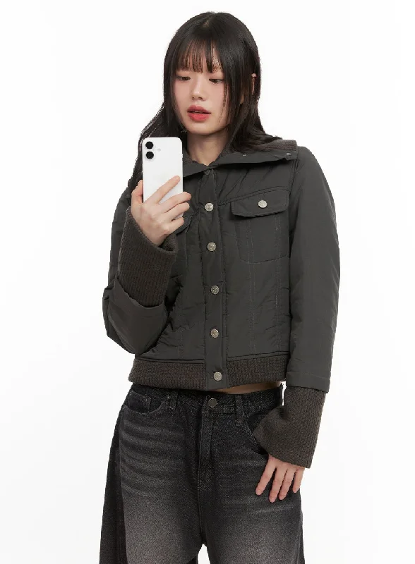 French Style Soft And Comfortable High-Neck Buttoned Jacket CJ501