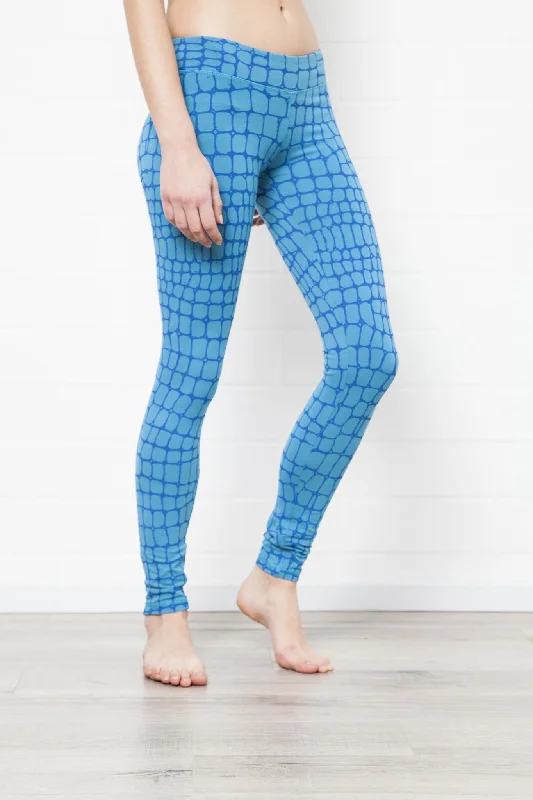 New Autumn And Winter Styles High-quality Fabrics Crocodile Leggings - Turquoise