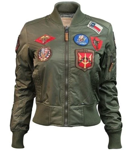 Luxury Style Celebrity Style MISS TOP GUN® MA-1 BOMBER JACKET WITH PATCHES