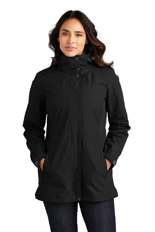 Exquisite Craftsmanship Comfortable And Versatile Port Authority Womens All Weather 3-in-1 Water Resistant Full Zip Hooded Jacket - Black